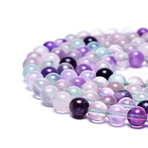 Natürliche Fluorit-Edelsteinperlen zur Schmuckherstellung, rund, glatt, poliert, Kristallperlen (Fluorit, 8 mm) von SHFJASBNUMG