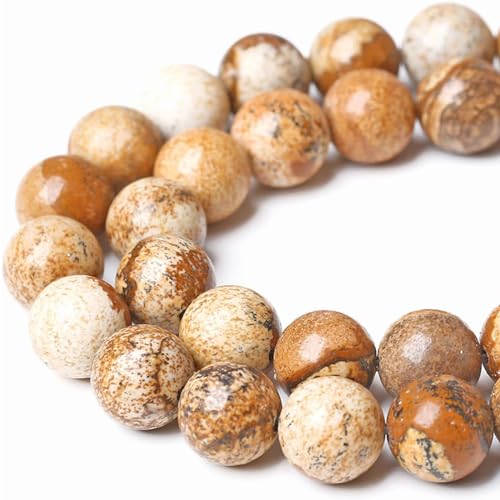 Natürliche Jaspisperlen, rund, Halbedelstein, lose Perlen für Schmuckherstellung, 10 mm (36–38 Stück/Strang) von SHFJASBNUMG