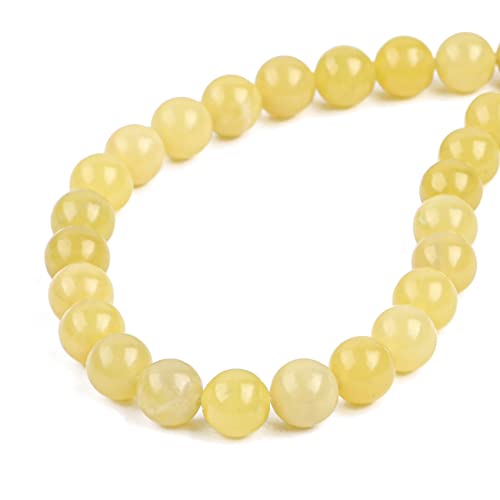 Natürliche Zitronen-Jade-Stein, rund, lose Halbedelstein-Perlen für Schmuckherstellung, 10 mm, 38 Stück Natürliche Zitronen-Jade-Stein, rund, lose Halbedelstein-Perlen für Schmuckherstellung, 10 mm, 38 Stück von SHFJASBNUMG