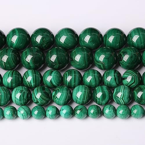Natürliche grüne Malachit-Perlen, AAA-Edelstein, runde lose Perlen, 6 mm, für, DIY-Armbänder, Halsketten, Kristall-Energie-Heilstein-Perlen, 19,1 cm, 31 Stück von SHFJASBNUMG