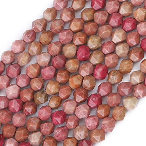 Natürliche rote Holzmarmor-Steinperlen, rund, 8 mm, 36 cm/Strang, zur von SHFJASBNUMG