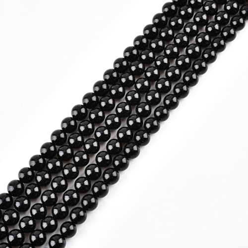 Natürliche schwarze Onyx-Perlen, rund, Achat, Edelstein, lose Perlen für Schmuckherstellung, 4 mm (88–95 Stück/Strang) von SHFJASBNUMG