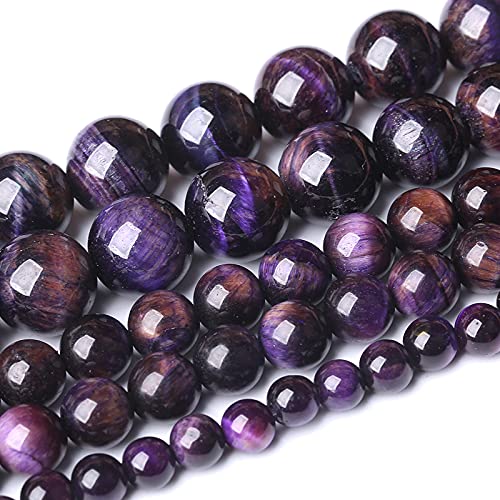 Natürliche violette Tigerauge-Perlen, rund, lose Steinperlen, Energie-Edelstein, Heilkraft für die, 8 mm, 46 Stück, 38,1 cm von SHFJASBNUMG