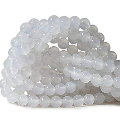 Natürliche weiße Achat-Edelsteine, rund, lose Perlen für Schmuckherstellung, 8 mm, 1 Strang, 38,1 cm, 45 Stück Natürliche weiße Achat-Edelsteine, rund, lose Perlen für Schmuckherstellung, 8 mm, 1 Strang, 38,1 cm, 45 Stück von SHFJASBNUMG