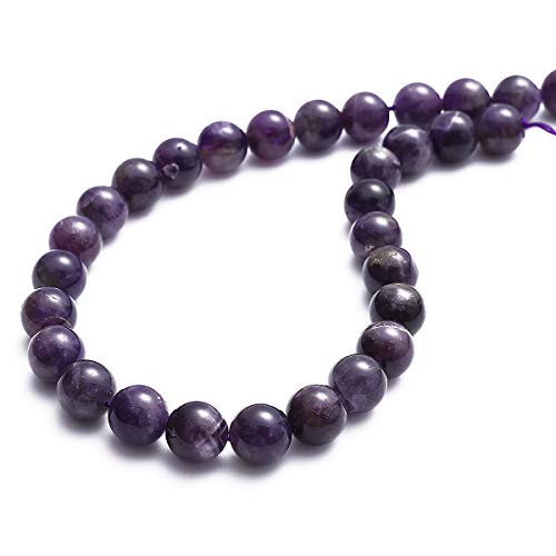Natürlicher Amethyst-Kristallstein, rund, lose Halbedelstein-Perlen für Schmuckherstellung, 12 mm, 32 Stück Natürlicher Amethyst-Kristallstein, rund, lose Halbedelstein-Perlen für Schmuckherstellung, 12 mm, 32 Stück von SHFJASBNUMG