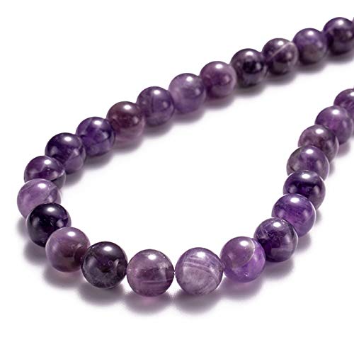 Natürlicher Amethyst-Kristallstein, rund, lose Halbedelstein-Perlen für Schmuckherstellung, 6 mm, 61 Stück Natürlicher Amethyst-Kristallstein, rund, lose Halbedelstein-Perlen für Schmuckherstellung, 6 mm, 61 Stück von SHFJASBNUMG