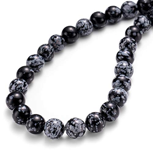 Natürlicher Schneeflocken-Obsidian-Stein, rund, lose Halbedelstein-Perlen zur Schmuckherstellung, 10 mm, 38 Stück Natürlicher Schneeflocken-Obsidian-Stein, rund, lose Halbedelstein-Perlen zur Schmuckherstellung, 10 mm, 38 Stück von SHFJASBNUMG