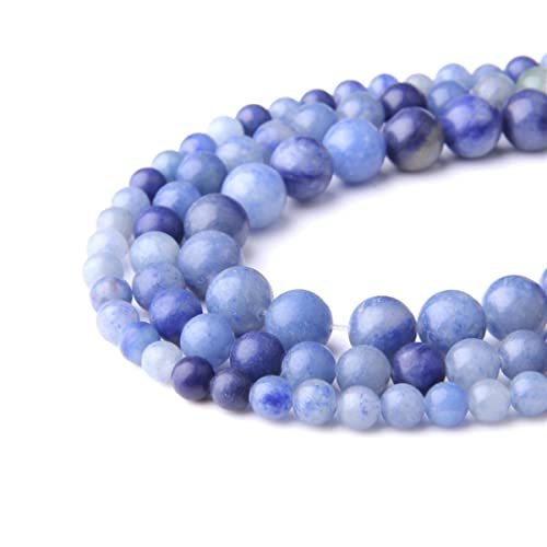 Naturstein, 6 mm, blaue Spitze, glatt, rund, lose Perlen, Energie-Edelstein, DIY, für Schmuckherstellung, Armband, Halskette, 1 Strang, 38,1 cm von SHFJASBNUMG
