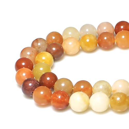 Natursteinperlen, 10 mm, rund, gemischte Farben, gelbe Jade, lose Edelstein-Perlen für Schmuckherstellung, Armband, Halskette, Ohrringe, Anhänger, 35 Stück Natursteinperlen, 10 mm, rund, gemischte Farben, gelbe Jade, lose Edelstein-Perlen für Schmuckherstellung, Armband, Halskette, Ohrringe, Anhänger, 35 Stück von SHFJASBNUMG