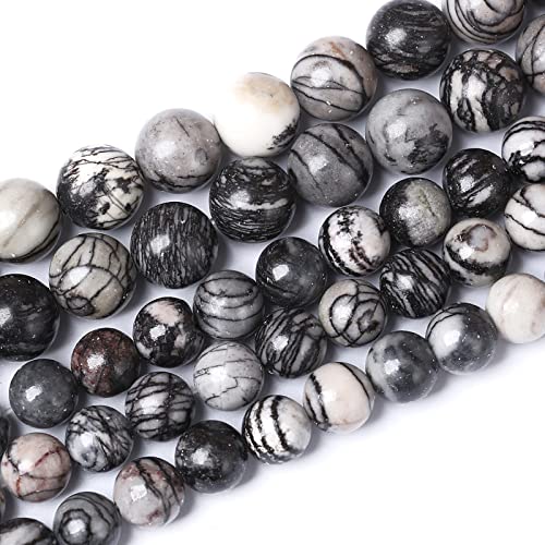 Natursteinperlen, 6 mm, Spinnennetz-Stein, rund, lose Abstandshalter, Energiestein, Heilkraft-Perlen für, DIY-Armband, Halskette, 38,1 cm, 60 Stück Natursteinperlen, 6 mm, Spinnennetz-Stein, rund, lose Abstandshalter, Energiestein, Heilkraft-Perlen für, DIY-Armband, Halskette, 38,1 cm, 60 Stück von SHFJASBNUMG