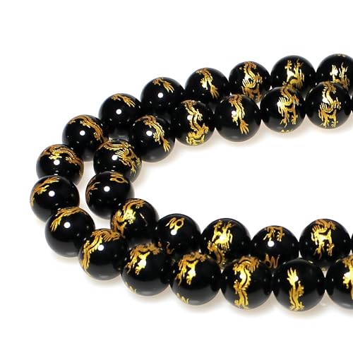 Natursteinperlen, 6 mm, rund, schwarzer Onyx, geschnitzter Drache, lose Edelstein-Perlen für Schmuckherstellung, Armband, Halskette, Ohrringe, Anhänger, 60 Stück Natursteinperlen, 6 mm, rund, schwarzer Onyx, geschnitzter Drache, lose Edelstein-Perlen für Schmuckherstellung, Armband, Halskette, Ohrringe, Anhänger, 60 Stück von SHFJASBNUMG