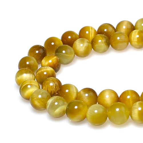 Natursteinperlen, 8 mm, rund, goldenes Tigerauge, lose Edelstein-Perlen für Schmuckherstellung, Armband, Halskette, Ohrringe, Anhänger, 43 Stück Natursteinperlen, 8 mm, rund, goldenes Tigerauge, lose Edelstein-Perlen für Schmuckherstellung, Armband, Halskette, Ohrringe, Anhänger, 43 Stück von SHFJASBNUMG