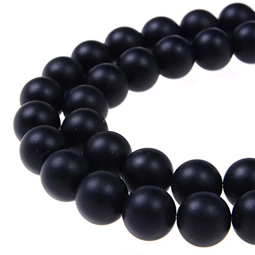 Onyx-Perlen, schwarzer Achat, natürliche Edelsteine, lose Perlen, 8 mm, matt, rund, ca. 39,4 cm, DIY-Armband, Halskette für Schmuckherstellung Onyx-Perlen, schwarzer Achat, natürliche Edelsteine, lose Perlen, 8 mm, matt, rund, ca. 39,4 cm, DIY-Armband, Halskette für Schmuckherstellung von SHFJASBNUMG