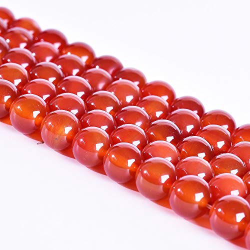 Rote Karneol-Edelsteine, rund, lose Perlen für Schmuckherstellung, runde glatte Achat-Kristallsteinperlen, 38,1 cm Strang, 47 Stück Rote Karneol-Edelsteine, rund, lose Perlen für Schmuckherstellung, runde glatte Achat-Kristallsteinperlen, 38,1 cm Strang, 47 Stück von SHFJASBNUMG
