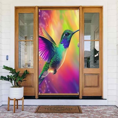 Bunte Kolibri-Türabdeckung, dekoriertes Banner, bunte Vogel-Türabdeckungen, dekoratives Zubehör für drinnen und draußen, Garten, Zuhause, 90 x 185 cm Bunte Kolibri-Türabdeckung, dekoriertes Banner, bunte Vogel-Türabdeckungen, dekoratives Zubehör für drinnen und draußen, Garten, Zuhause, 90 x 185 cm von SHFJASBNUMG