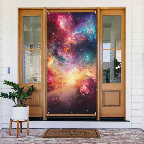 SHFJASBNUMG Galaxie-Türabdeckung, Sternenstaub, Universum, Astronomie-Türabdeckung, dekoriertes Banner, bunte Galaxie-Türabdeckungen, dekoratives Zubehör für Innen- und Außenbereich, SHFJASBNUMG Galaxie-Türabdeckung, Sternenstaub, Universum, Astronomie-Türabdeckung, dekoriertes Banner, bunte Galaxie-Türabdeckungen, dekoratives Zubehör für Innen- und Außenbereich, von SHFJASBNUMG