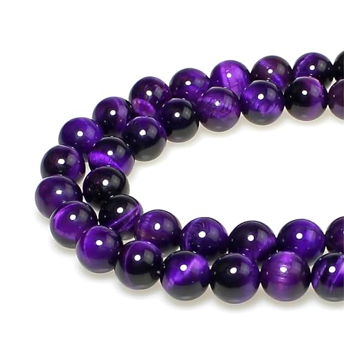 Steinperlen, 10 mm, rund, violett, Tigerauge, lose Edelstein-Perlen für Schmuckherstellung, Armband, Halskette, Ohrringe, Anhänger, 35 Stück Steinperlen, 10 mm, rund, violett, Tigerauge, lose Edelstein-Perlen für Schmuckherstellung, Armband, Halskette, Ohrringe, Anhänger, 35 Stück von SHFJASBNUMG