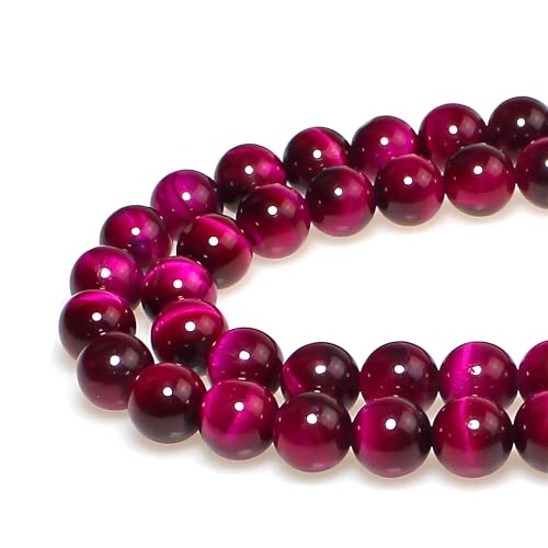 Steinperlen, 12 mm, rund, rosenrot, Tigerauge, lose Edelstein-Perlen für Schmuckherstellung, Armband, Halskette, Ohrringe, Anhänger, 30 Stück Steinperlen, 12 mm, rund, rosenrot, Tigerauge, lose Edelstein-Perlen für Schmuckherstellung, Armband, Halskette, Ohrringe, Anhänger, 30 Stück von SHFJASBNUMG