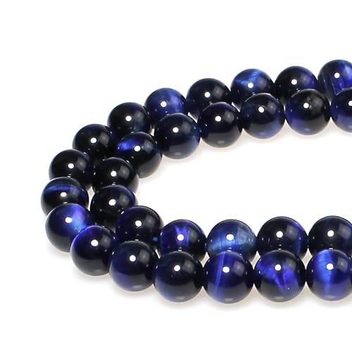 Steinperlen, 12 mm, rund, saphirblau, Tigerauge, lose Edelstein-Perlen für Schmuckherstellung, Armband, Halskette, Ohrringe, Anhänger, 30 Stück Steinperlen, 12 mm, rund, saphirblau, Tigerauge, lose Edelstein-Perlen für Schmuckherstellung, Armband, Halskette, Ohrringe, Anhänger, 30 Stück von SHFJASBNUMG