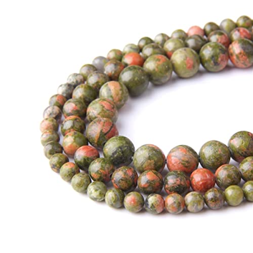 Unakit Naturstein, 10 mm, glatt, rund, lose Perlen, Energie-Edelstein, DIY, für Schmuckherstellung, Armband, Halskette, 1 Strang, 38,1 cm von SHFJASBNUMG