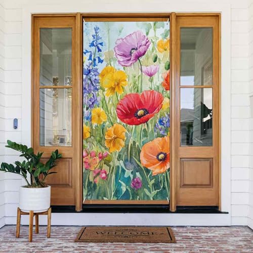 Wunderschöne Türabdeckung mit Blumen, dekoriertes Banner, schöne Blumen, Türabdeckungen, dekoratives Zubehör, Gänseblümchen, Türabdeckung für drinnen und draußen, Heimdekoration, 90 x 185 cm Wunderschöne Türabdeckung mit Blumen, dekoriertes Banner, schöne Blumen, Türabdeckungen, dekoratives Zubehör, Gänseblümchen, Türabdeckung für drinnen und draußen, Heimdekoration, 90 x 185 cm von SHFJASBNUMG