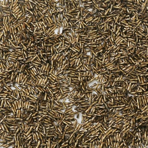 Glasperlenröhre, 300 Stück, 2 x 6 mm, Twist-Bugles, lose Glasperlen, Abstandshalterröhre, Kleidungsschmuckperlen for Nähen von Stoffen, DIY-Herstellung von Nähzubehör, Regenbogen(Ancient Gold) von SHFOHGKJ