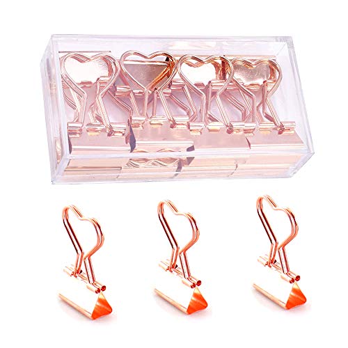 SHFSDHF Büroklammern Roségold Herz Clips Binderklammern 12 Stück Metall 2.5 inches Rose Gold Dekorative Büroklammerhalter SHFSDHF Büroklammern Roségold Herz Clips Binderklammern 12 Stück Metall 2.5 inches Rose Gold Dekorative Büroklammerhalter von SHFSDHF