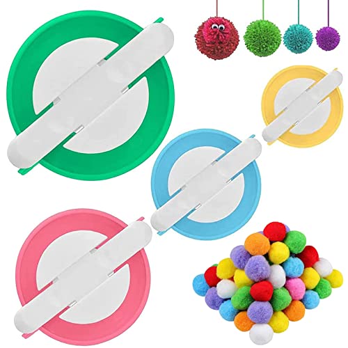 SHFSDHF Pompom Maker 4 Stück Bommel Maker Für Fluff Ball Weaver Pompom Maker Sets-DIY Herstellungs-Set Für Pompoms Pompom Machen Für Mützen Schals Kleidung Strickmütze (Kinder/Erwachsen) 4 Größen von SHFSDHF