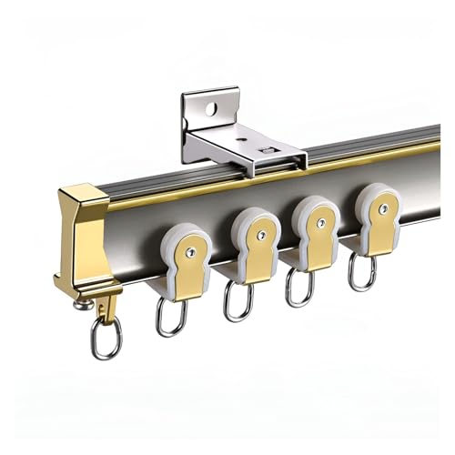 SHGUOMSC Gebogene Deckenvorhangschiene, 70–600 cm, Aluminium-Vorhangschiene, Decken- oder Wandmontage, Vorhangstangensystem, biegbares Vorhangschienenstangen-Zubehör(Champagne,70cm/2.3ft) von SHGUOMSC