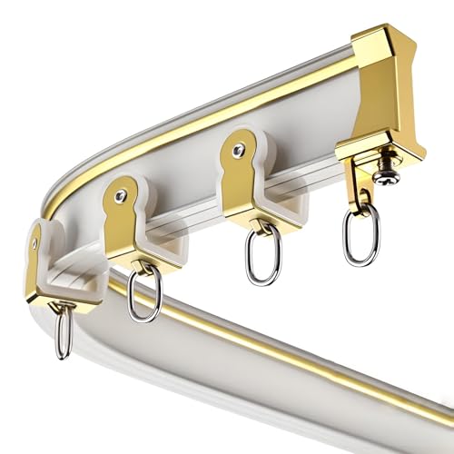 SHGUOMSC Gebogene Deckenvorhangschiene, 70–600 cm, Aluminium-Vorhangschiene, Decken- oder Wandmontage, Vorhangstangensystem, biegbares Vorhangschienenstangen-Zubehör(White-Ceiling,400cm(4 * 1m)) von SHGUOMSC