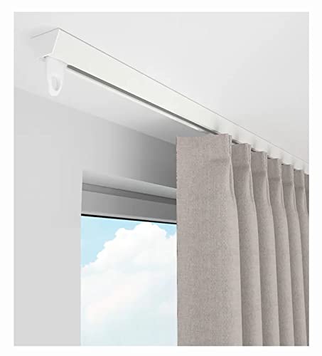 SHGUOMSC Selbstklebendes Vorhangschienensystem ohne Bohren, gerade Vorhangschienen zur Deckenmontage, Raumteiler for Ankleidezimmer, Dusche, Ecke, Büro, sanftes und leises Gleiten(White,7m/23ft) von SHGUOMSC