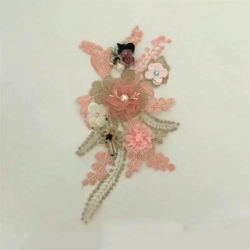 1-10 Stück Rosa Polyester Stickerei Nagelperle Einzelne Blume DIY Nähdekoration Kleidung Spitzenzubehör-Stil 1763-Großhandel 10 Stück von SHHEG