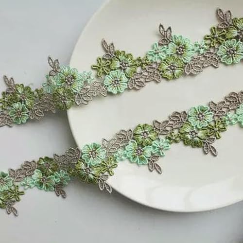 1 Meter 5 cm breites grünes Spitzenstickereiband, DIY-Kleidungsstück, Haarschmuck, besticktes Spitzenband, 1 Meter, 1 Yard von SHHEG