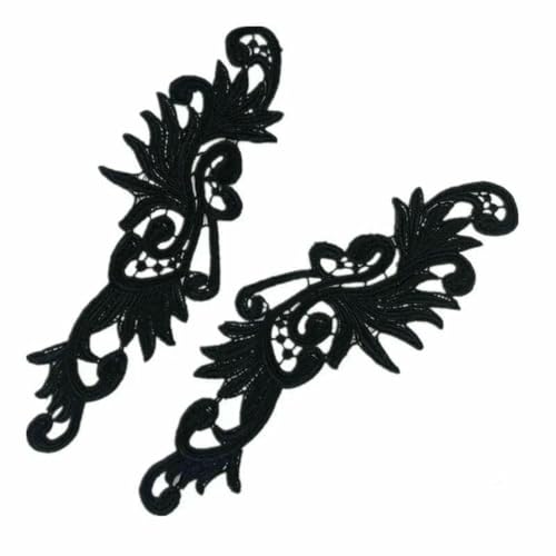1 Paar schwarze bestickte Patches für Kleidung, Spitze, Applikation, Ballettkostüme, Kleider, Nähen, Basteln, DA89, DA019-DA004-1 von SHHEG