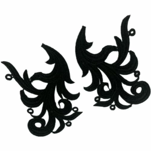 1 Paar schwarze bestickte Patches für Kleidung, Spitze, Applikation, Ballettkostüme, Kleider, Nähen, Basteln, DA89, DA019-DA010-1 von SHHEG