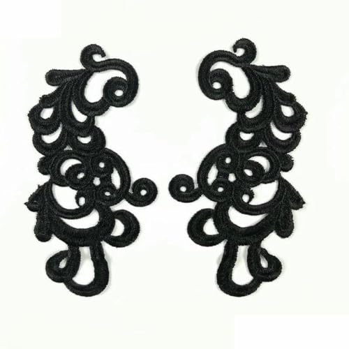 1 Paar schwarze bestickte Patches für Kleidung, Spitze, Applikation, Ballettkostüme, Kleider, Nähen, Basteln DA89 DA019-CDJ06-1 von SHHEG
