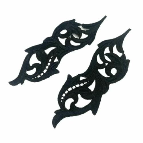 1 Paar schwarze bestickte Patches für Kleidung, Spitze, Applikation, Ballettkostüme, Kleider, Nähen, Basteln DA89 DA019-DA002-1 von SHHEG