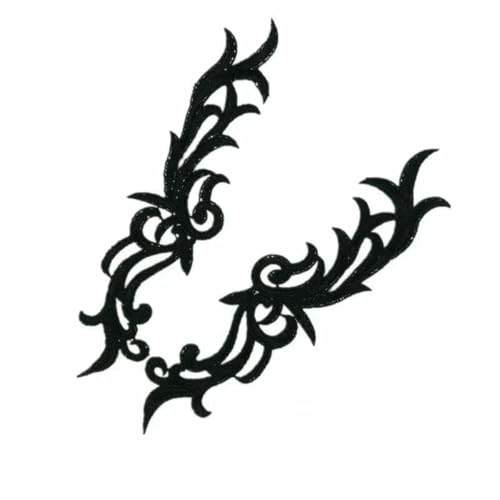 1 Paar schwarze bestickte Patches für Kleidung, Spitze, Applikation, Ballettkostüme, Kleider, Nähen, Basteln DA89 DA019-JA-036-1 von SHHEG