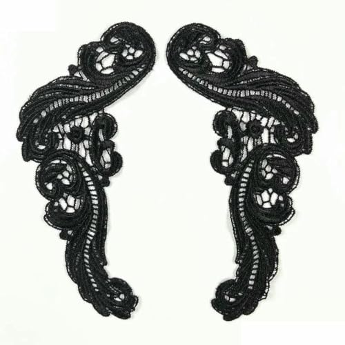 1 Paar schwarze bestickte Patches für Kleidung, Spitze, Applikation, Ballettkostüme, Kleider, Nähen, Basteln DA89 DA019-JA23-1 von SHHEG