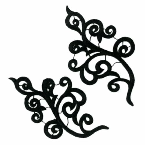 1 Paar schwarze bestickte Patches für Kleidung, Spitze, Applikation, Ballettkostüme, Kleider, Nähen, Basteln DA89 DA019-JD-0103-1 von SHHEG