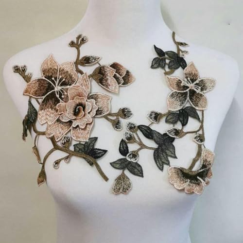 1 Set bestickte Patches zum Aufnähen mit braunen Blumen, Reparatur-Standard 1 Set bestickte Patches zum Aufnähen mit braunen Blumen, Reparatur-Standard von SHHEG