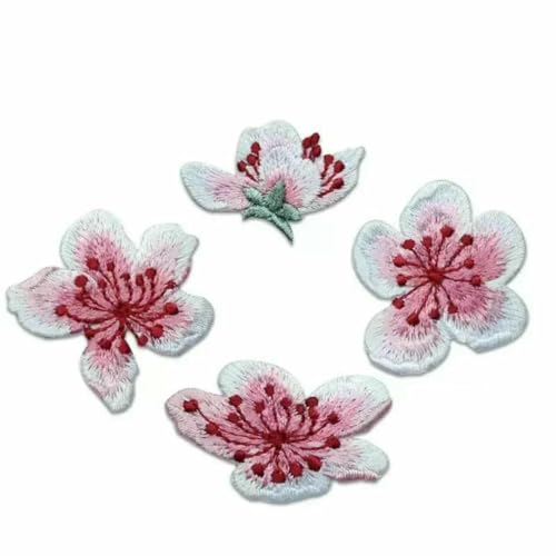 1 Set kleine Pfirsichblüten-Stickerei-Nähflicken zum Selbermachen, Kleidung, Tasche, Hut, Abzeichen, Nähen, dekoratives Zubehör, F von SHHEG
