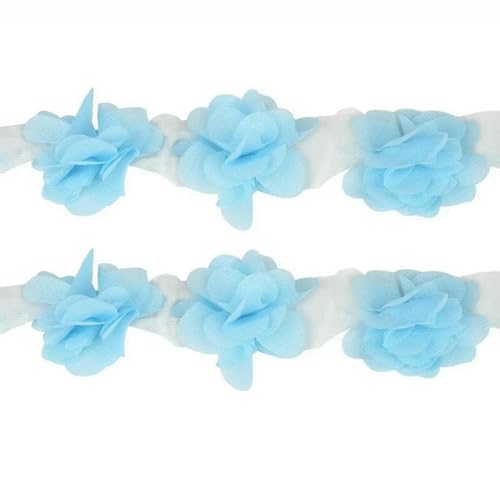 1 Yard/Los, ca. 5 cm, 3D-Chiffon-Blumen, Spitzenbesatz, Nähzubehör, Kleiderdekoration, Spitzenstoff, Applikation, bunt, Himmelblau 1 Yard/Los, ca. 5 cm, 3D-Chiffon-Blumen, Spitzenbesatz, Nähzubehör, Kleiderdekoration, Spitzenstoff, Applikation, bunt, Himmelblau von SHHEG
