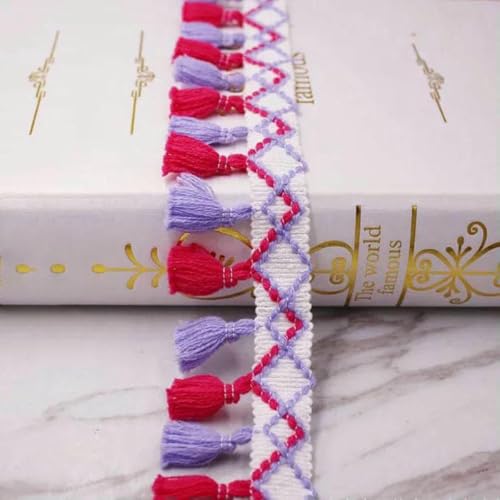 1 Yard/Lot Spitzenband zum Nähen von Bommeln, Quaste, Pompons, 5 cm Breite, Kugelfransen, Stickerei, Kleidungsstück, Spitzenstoff, handgefertigtes Accessoire, Lila-Rot LS-004-1 Yards 1 Yard/Lot Spitzenband zum Nähen von Bommeln, Quaste, Pompons, 5 cm Breite, Kugelfransen, Stickerei, Kleidungsstück, Spitzenstoff, handgefertigtes Accessoire, Lila-Rot LS-004-1 Yards von SHHEG