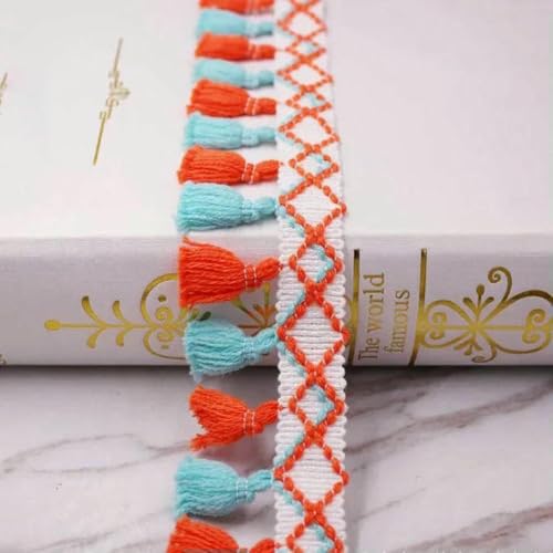 1 Yard/Lot Spitzenband zum Nähen von Bommeln, Quaste, Pompons, 5 cm Breite, Kugelfransen, Stickerei, Kleidungsstück, Spitzenstoff, handgefertigtes Accessoire, Orange-Grün, LS-004, 1 Yard 1 Yard/Lot Spitzenband zum Nähen von Bommeln, Quaste, Pompons, 5 cm Breite, Kugelfransen, Stickerei, Kleidungsstück, Spitzenstoff, handgefertigtes Accessoire, Orange-Grün, LS-004, 1 Yard von SHHEG