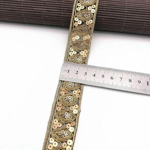 1 Yards Blumenstickerei-Spitzenbesatz, Pailletten, ethnisches Band, DIY-Nähzubehör für Kleidung, Kleider, Designerstoff, 19-1 Yard von SHHEG