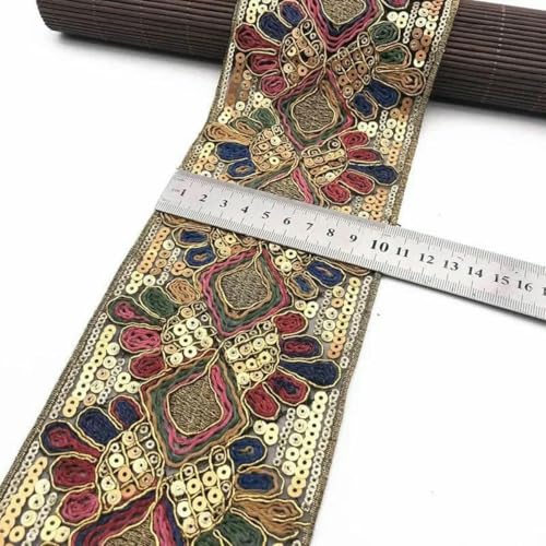 1 Yards Blumenstickerei-Spitzenbesatz, Pailletten, ethnisches Band, DIY-Nähzubehör für Kleidung, Kleider, Designerstoff, 2–1 Yard 1 Yards Blumenstickerei-Spitzenbesatz, Pailletten, ethnisches Band, DIY-Nähzubehör für Kleidung, Kleider, Designerstoff, 2–1 Yard von SHHEG