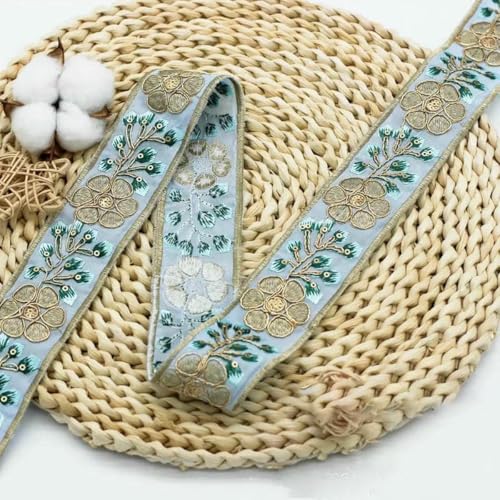 1 Yards Blumenstickerei-Spitzenbesatz, Pailletten, ethnisches Band, DIY-Nähzubehör für Kleidung, Kleider, Designerstoff, 20-1 Yard von SHHEG