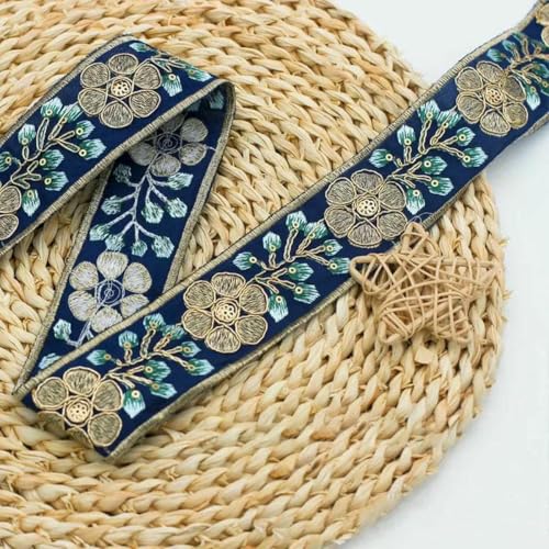 1 Yards Blumenstickerei-Spitzenbesatz, Pailletten, ethnisches Band, DIY-Nähzubehör für Kleidung, Kleider, Designerstoff, 22-1 Yard von SHHEG