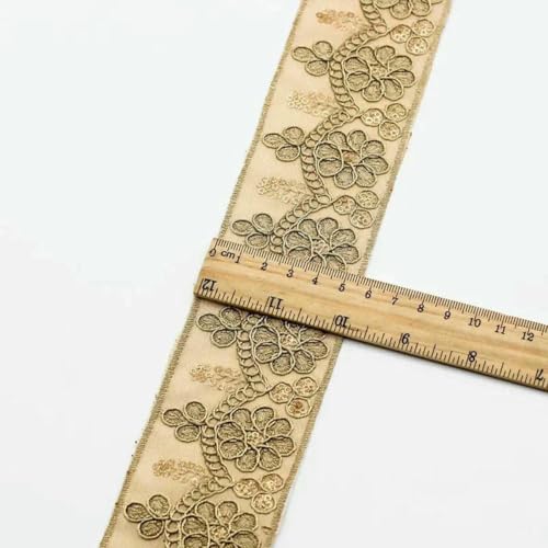 1 Yards Blumenstickerei-Spitzenbesatz, Pailletten, ethnisches Band, DIY-Nähzubehör für Kleidung, Kleider, Designerstoff, 28-1 Yard von SHHEG